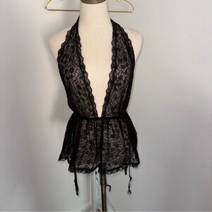 Victoria’s Secret M Black Lace Garter Lingerie Baby Doll Dress